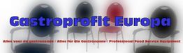 Banner mit dem Text "Gastroprofit Europa" und vier Stühlen; Gastronomieausstattung.