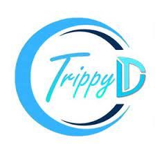 Blue and white logo with "Trippy D" in cursive inside a stylized letter C and D.