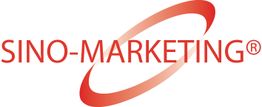 Logo mit dem Text "Sino-Marketing" und einem rot-weißen Wirbel.