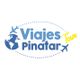Logo de "Viajes Pinatar Tour" con un avión y un globo terráqueo en azul y amarillo.