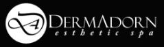 Logo of DermAdorn Esthetic Spa with a stylized "D" and elegant text on a black background.