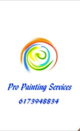 Colorful swirl logo with text "Pro Painting Services" and phone number "6173948834".