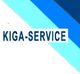 Text "KiGa-Service" auf einem Hintergrund mit diagonalen blauen Streifen.