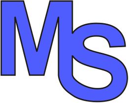 Blaue Buchstaben "MS" auf weißem Hintergrund.