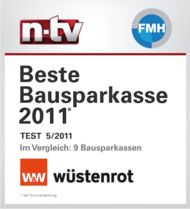Auszeichnung von n-tv und FMH: "Beste Bausparkasse 2011", gewonnen von Wüstenrot.