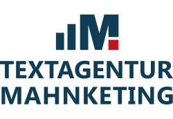 Logo der Textagentur Mahnketing mit stilisiertem "M" und Balkendiagramm.