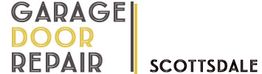 "Garage Door Repair Scottsdale logo with yellow and gray text."