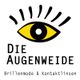 Gelbes Auge mit Strahlen, darunter Text: "Die Augenweide Brillenmode & Kontaktlinsen".