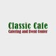 "Logo: Classic Cafe Catering and Event Center, green and red text on a gray background."