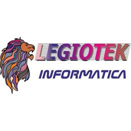 Logotipo con un león colorido seguido del texto "LEGIOTEK INFORMATICA" en letras modernas.