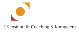 Logo des ICK Instituts für Coaching & Kompetenz mit farbigen Formen in Rot und Orange.