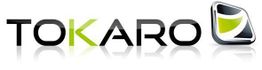 Logo mit dem Schriftzug "TOKARO" in schwarz und grün, daneben ein stilisiertes Symbol in 3D-Optik.