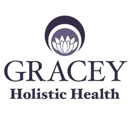 Gracey Holistic Health logo with a purple lotus and circles above text.