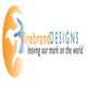 Firebrand Designs logo with slogan "leaving our mark on the world" and abstract flame graphic.
