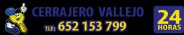 Cerrajero Vallejo, 24 horas. Teléfono: 652 153 799. Ilustración de llave con gorra.