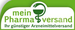 Logo von "meinPharmaversand" mit einer grünen Schlange um einen Apothekenbecher.