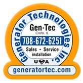 Generator Technologies logo with contact info, Crete, IL address, and website generatortec.com.
