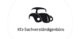 Logo mit schwarzem Auto und Text: "Kfz-Sachverständigenbüro".