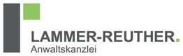 Logo der Anwaltskanzlei Lammer-Reuther mit grauen und grünen Quadraten.