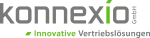 Logo von "konnexio GmbH" mit Slogan "Innovative Vertriebslösungen" in Grau und Grün.