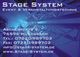 Visitenkarte von Stage System für Event- und Veranstaltungstechnik in blauem Design.