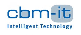 Logo von "cbm-it" in Blau mit Slogan "Intelligent Technology".