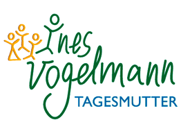 Logo mit stilisierten Figuren, Text: "Ines Vogelmann Tagesmutter".