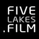 Schwarzes Logo mit weißer und grauer Schrift: "FIVE LAKES .FILM".