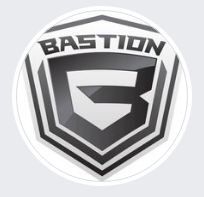 Shield-shaped logo with the word "Bastion" and a prominent letter "B" in black and white.