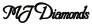 Logo with the text "MJ Diamonds" in elegant black script.