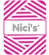 Logo mit lila Streifen und grauem Text "Nici's" in der Mitte.
