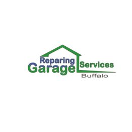 Logo for "Repairing Garage Services Buffalo" with a green house outline.