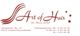Logo von "Art of Hair" mit Adresse und Öffnungszeiten in rot und braun.