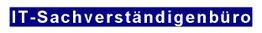 Blaues Schild mit weißer Aufschrift "IT-Sachverständigenbüro".