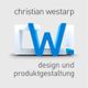 Logo von Christian Westarp, blau-weiße 3D-Buchstaben "CWI", Text: Design und Produktgestaltung.