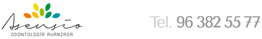 Logo de Asensio Odontología Avanzada con número de teléfono: 96 382 55 77.