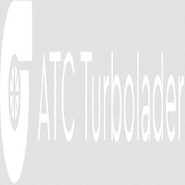 Logo mit Text "ATC Turbolader" auf grauem Hintergrund.