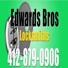 Edwards Bros Locksmiths ad with phone number 412-879-0906 on a green background.