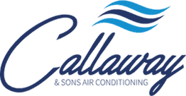 Callaway & Sons Air Conditioning logo with blue lettering and wave design.