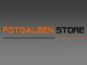 Logo mit Aufschrift "FOTOALBEN STORE" in orange und schwarz auf grauem Hintergrund.