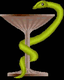 Grüne Schlange windet sich um einen Pokal, symbolisiert Apothekerberuf.