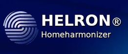 Logo mit Schriftzug "HELON® Homeharmonizer" auf dunkelblauem Hintergrund.