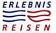 Textlogo „ERLEBNIS REISEN“ in Blau und Rot mit geschwungenen Linien darunter.