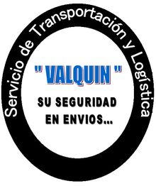 Logotipo circular con texto: "VALQUIN" y "Su seguridad en envíos".