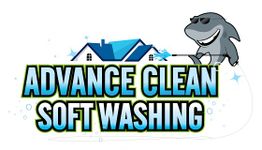 Shark cleaning a house with text: "Advance Clean Soft Washing."