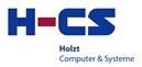 H-CS Logo: Blauer Schriftzug mit rotem Bindestrich, darunter "Holzt Computer & Systeme".