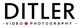 Schwarzer Text "DITLER Video Photography" auf weißem Hintergrund mit rotem Punkt.