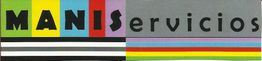 “MANIServicios” con fondo colorido rayado.