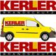 Gelber Lieferwagen mit "Kerler Brandschutz"-Logo, umgeben von großem Schriftzug "KERLER".