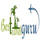 "Best Travel Guru logo with palm trees and an airplane icon."